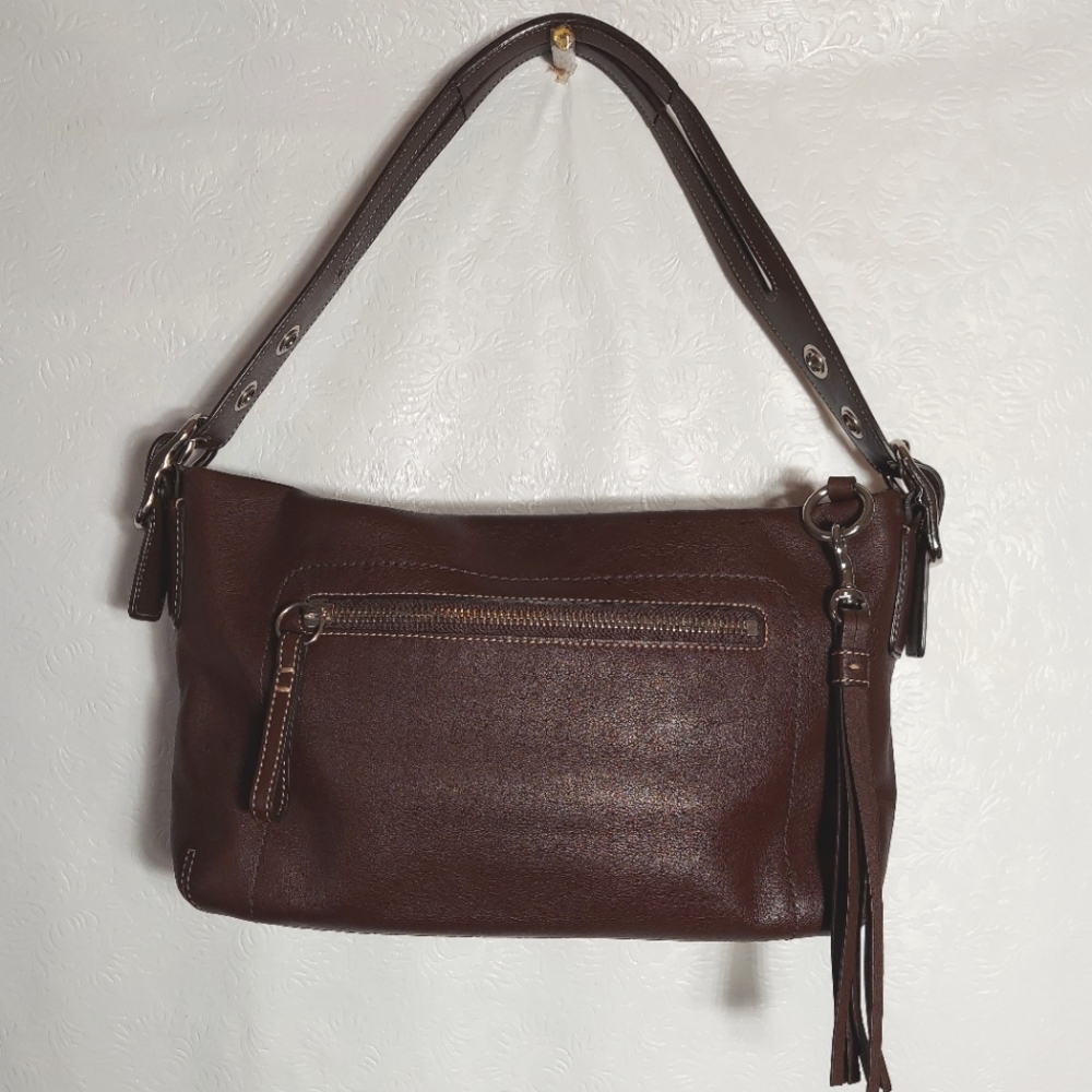 Coach Legacy East West Tassel Tote Brown Leather Shoulder Bag Slouch